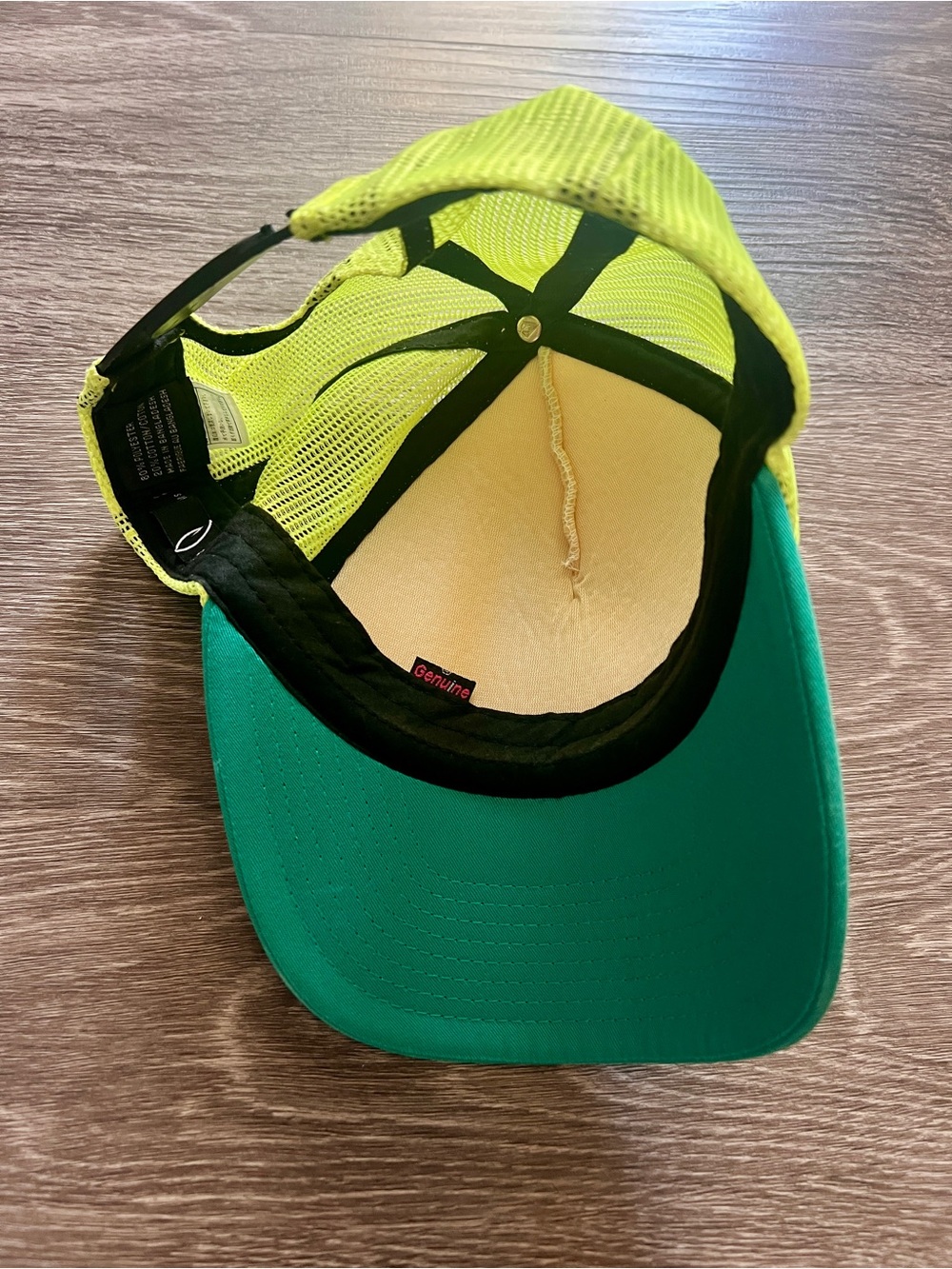 Volcom Neon Yellow Mesh Trucker Hat with Teal Green Bill - Picture 3 of 4
